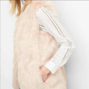 GAP Pink Faux Fur Vest with Pockets